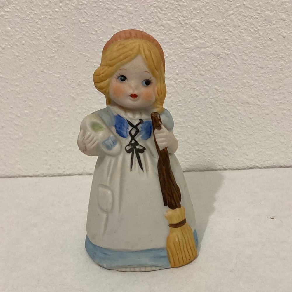 Jasco hand bell Girl Holding Shoe and Broom Hand Bell Collectable Bell (bell-63)